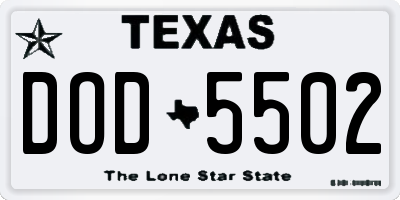 TX license plate DOD5502
