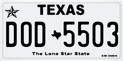 TX license plate DOD5503