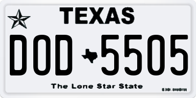 TX license plate DOD5505