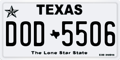 TX license plate DOD5506