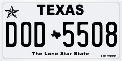 TX license plate DOD5508