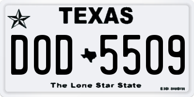 TX license plate DOD5509