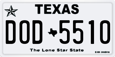 TX license plate DOD5510