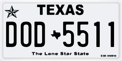 TX license plate DOD5511