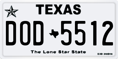 TX license plate DOD5512