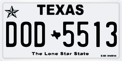 TX license plate DOD5513