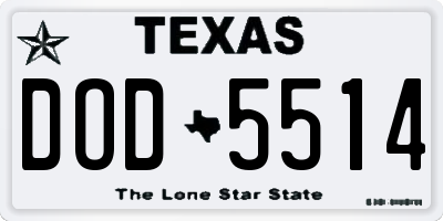 TX license plate DOD5514