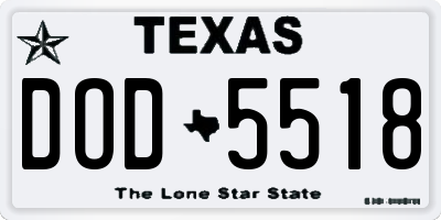 TX license plate DOD5518