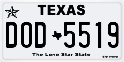 TX license plate DOD5519