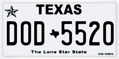 TX license plate DOD5520
