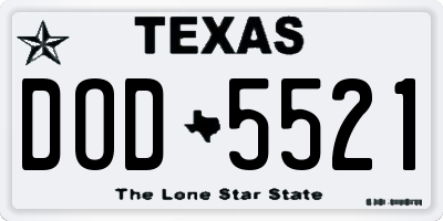TX license plate DOD5521