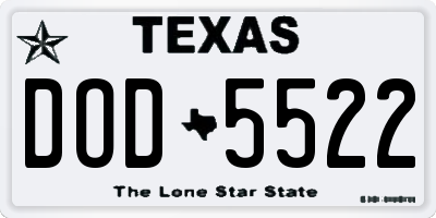 TX license plate DOD5522