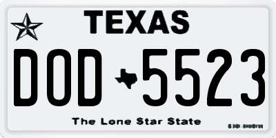 TX license plate DOD5523