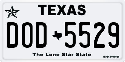 TX license plate DOD5529
