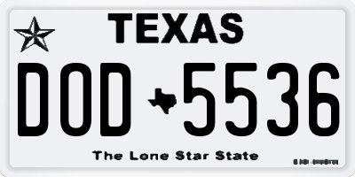 TX license plate DOD5536