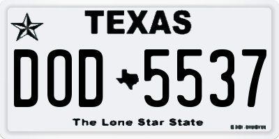 TX license plate DOD5537