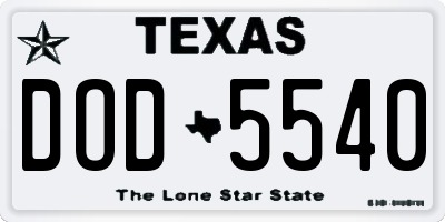 TX license plate DOD5540