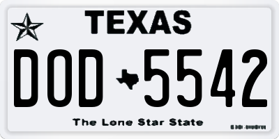 TX license plate DOD5542