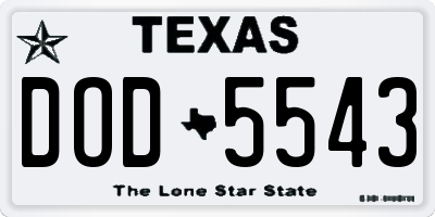 TX license plate DOD5543