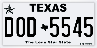 TX license plate DOD5545
