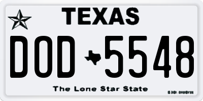 TX license plate DOD5548