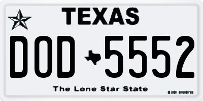 TX license plate DOD5552