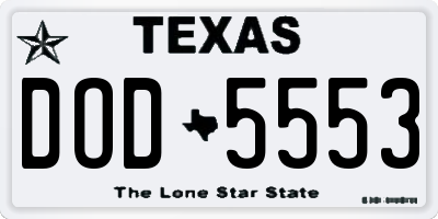 TX license plate DOD5553