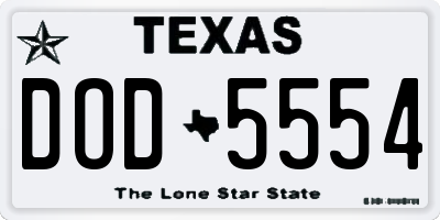 TX license plate DOD5554