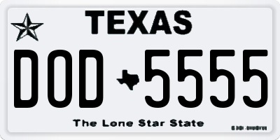 TX license plate DOD5555