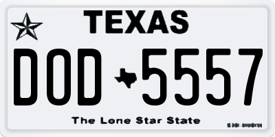 TX license plate DOD5557