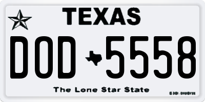 TX license plate DOD5558