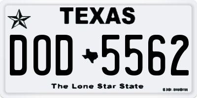 TX license plate DOD5562