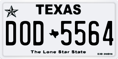 TX license plate DOD5564