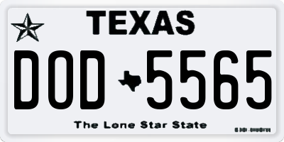 TX license plate DOD5565