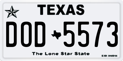 TX license plate DOD5573