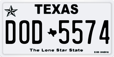 TX license plate DOD5574
