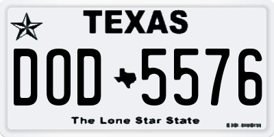 TX license plate DOD5576
