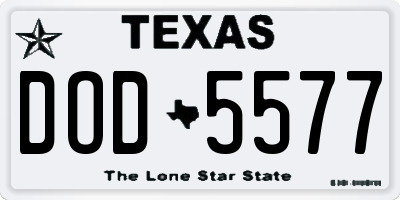 TX license plate DOD5577