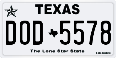 TX license plate DOD5578