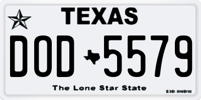 TX license plate DOD5579