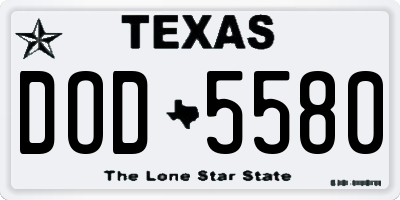 TX license plate DOD5580