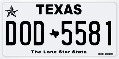 TX license plate DOD5581