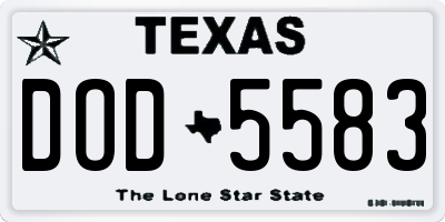 TX license plate DOD5583