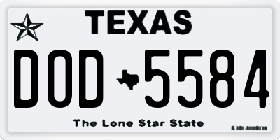 TX license plate DOD5584