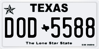 TX license plate DOD5588