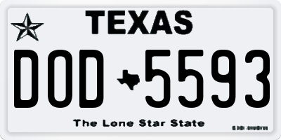 TX license plate DOD5593