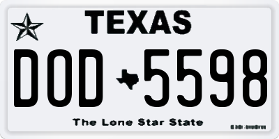 TX license plate DOD5598