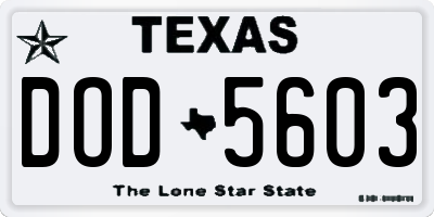 TX license plate DOD5603