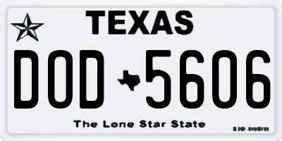 TX license plate DOD5606