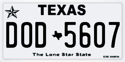 TX license plate DOD5607